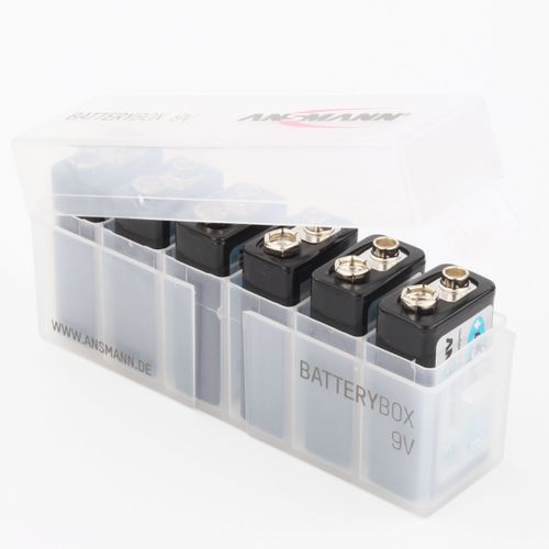 ANSMANN Rechargeable 9V Battery 300mAh pre-Charged Low Self Discharge 9Volt NiMH Rechargeable Battery (12-Pack) + 2X Batterybox for 9V
