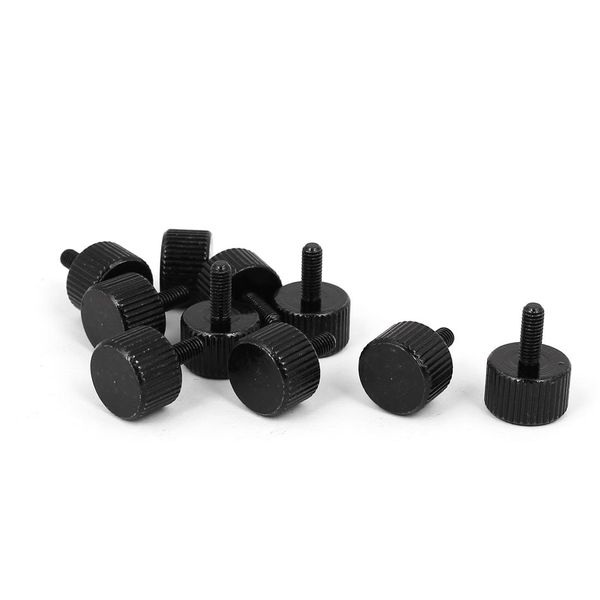 Sourcingmap Computer PC Case M3x8mm Black Zinc Plated Flat Head Knurled Thumb Screw 10pcs