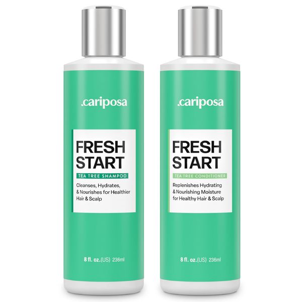 Cariposa Beauty Tea Tree Shampoo and Conditioner Set - Paraben & Sulfate Free Dandruff Shampoo for Women & Anti Dandruff Conditioner for Flake Free Hair & Scalp - Promotes Hair Growth & Healthy Scalp