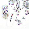 3 Pack 6 Size Nail Art Decoration Rhinestones Diamante Flat Back Glass Not Plastic Crystal AB Mixed Colour Gems