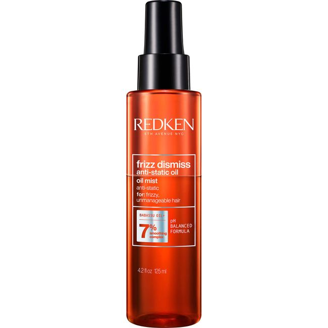 Redken Frizz Dismiss Anti-Static Oil Mist | Frizz Control for All Hair Types | Tames Flyaways & Anti Frizz | With Babassu Oil | Sulfate Free | 4.2 Fl Oz