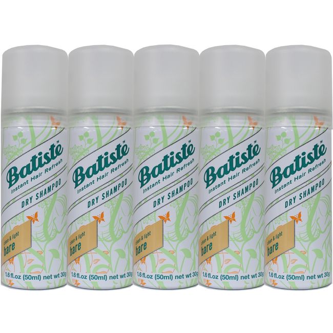 Pack of 5 Batiste Instant Hair Refresh Dry Shampoo Clean Bare Travel Size 1.6 oz