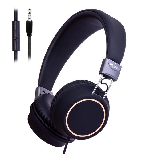 Olyre Kids Headphones, Foldable Headphones for kids,Boys,Girls Adjustable Headband, Wired Children Headphone with mic for School/Tablet/PC/Travel/Phone (Black)