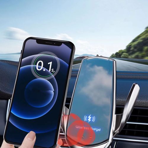 Wireless Car Charger Automotive Electric Induction 15W Wireless Charger Car Vent Mount Bracket Fast Charging Auto-Clamping Car Phone Holder Mount Air Vent Phone Holder (Blue)