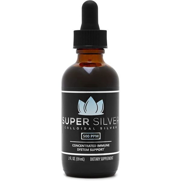 Super Silver Dietary Mineral Colloidal Silver 500 PPM Supplement - 2oz Dropper