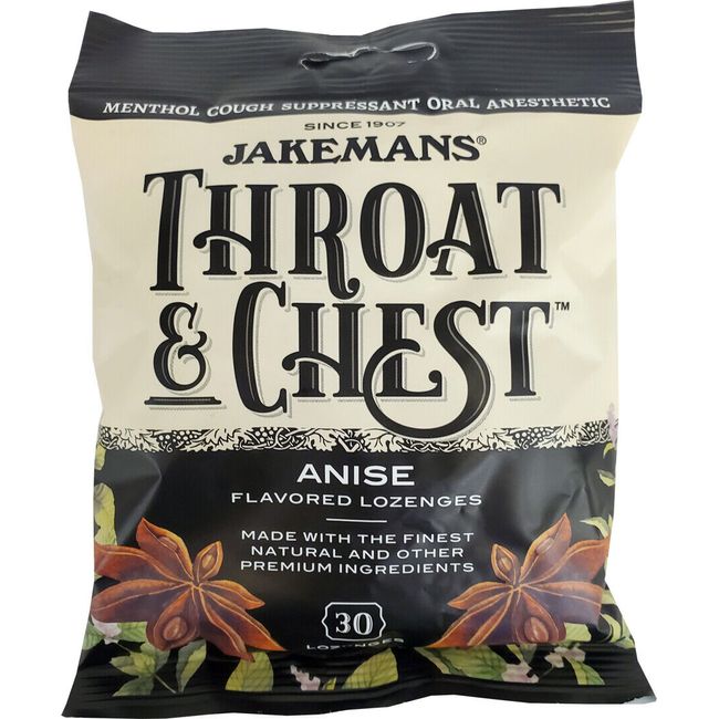 Jakemans Throat & Chest Lozenges Anise 30 count bag