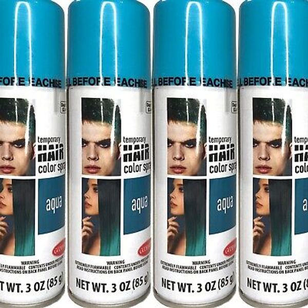 GoodMark Temporary Hair Color Spray AQUA BLUE Spry-on Shampoo-out Lot of 4 3oz