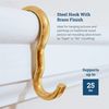 Narrow Picture Rail Hooks Brass Finish - 10 Pack - Molding Hooks