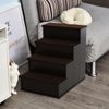 4-Step Wooden Pet Stair Pet Steps with Soft Short Plush Cushions