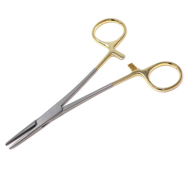 Surgical Dental Tools Hemostat Locking Forceps Straight 5.5", Gold Handle