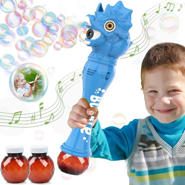 Aooess Bubble Wand Toys for Kids 3-8 Years Old Boys: Dinosaur Bubble Wand Bubbles Machine Bubble Blower for Toddlers 1-3 Dinosaur Toys for Kids 3-5 Outdoor Toy Gift for 3 4 5 6 7 8 Years Old Boy, Blue