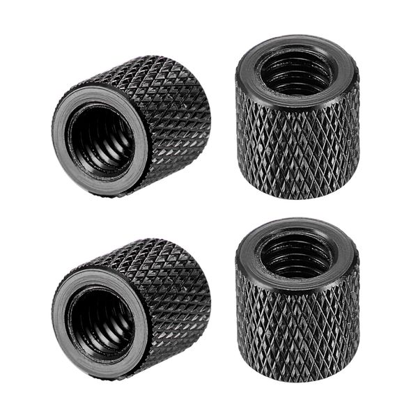 uxcell Aluminum Alloy Hand Screw Nut Diamond Knurling Camera Tripod Pass Hole Nut 1/4-20 x 10mm x 10mm Black 4pcs