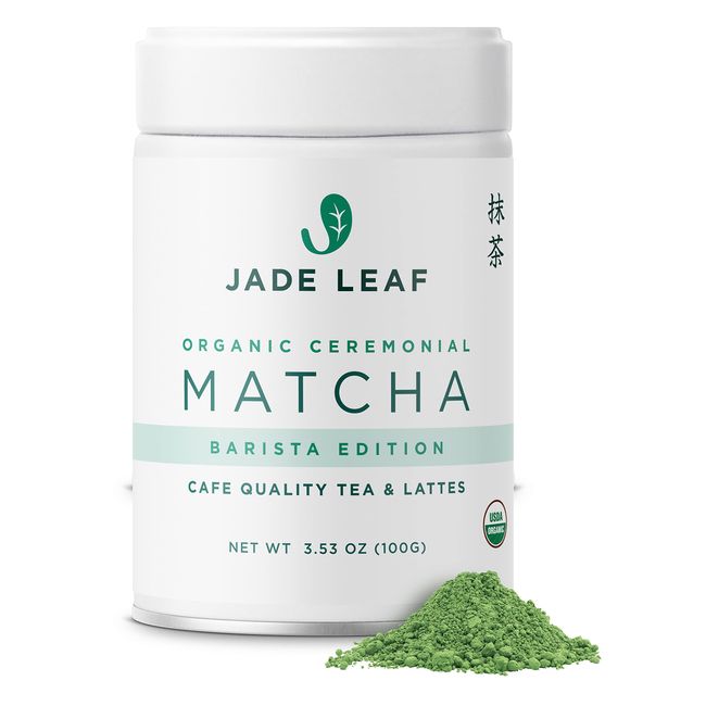 Jade Leaf Matcha Organic Ceremonial Grade Green Tea Powder - Barista Edition For Cafe Quality Tea & Lattes - Authentic Japanese Origin (3.53 Ounce Pouch)