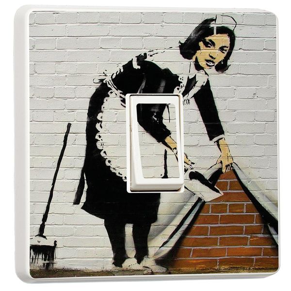 stika.co Pack of 2 Banksy Maid Light Switch Stickers - London Graffiti Wall Art Vinyl Decals for Home Decor - Easy to Apply Bedroom Accessories