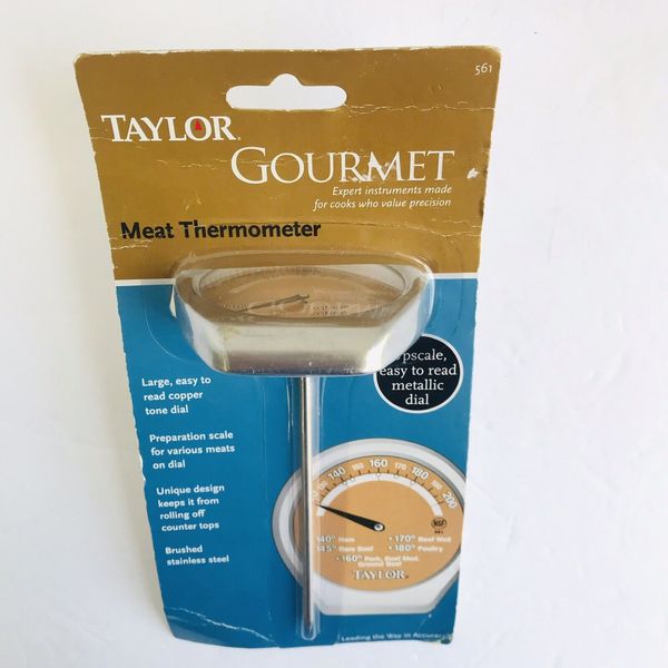 NEW Taylor Gourmet Kitchen Meat Thermometer Cooper Dial Up to 200 Degrees SS