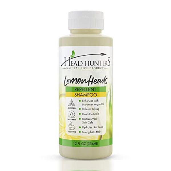Head Hunters Lemon Natural Lice Repellent Shampoo - Daily Head Lice Shampoo for Kids and Adults - Safe, Non-Toxic, Extremely Effective Natural Head Lice Prevention Shampoo Without Chemicals - 12 Oz
