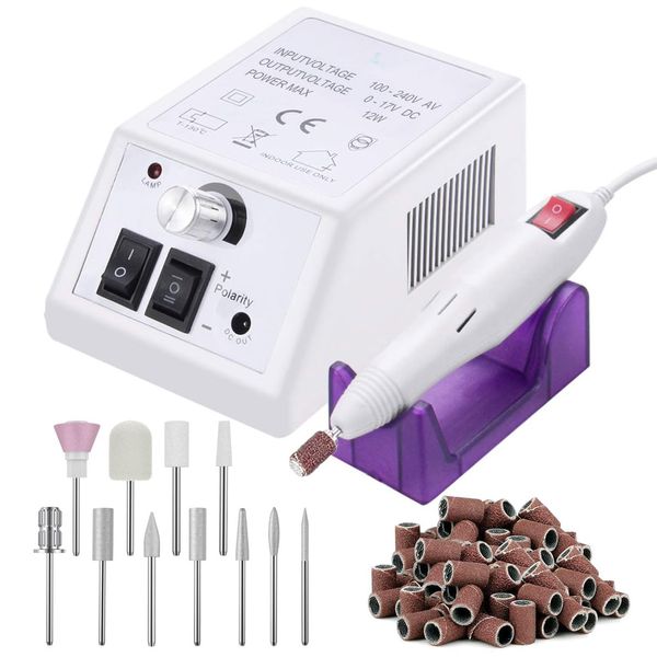 Electric Nail Files Professional Nail Drill Machine Manicure Set Acrylic Nail Gel Polish Remover Electric Nail Drill Pedicure Kit White