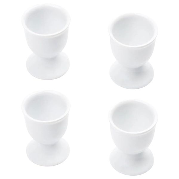White Plastic Egg Cups Store for Kitchen Boiled Eggs Breakfast Set of 4