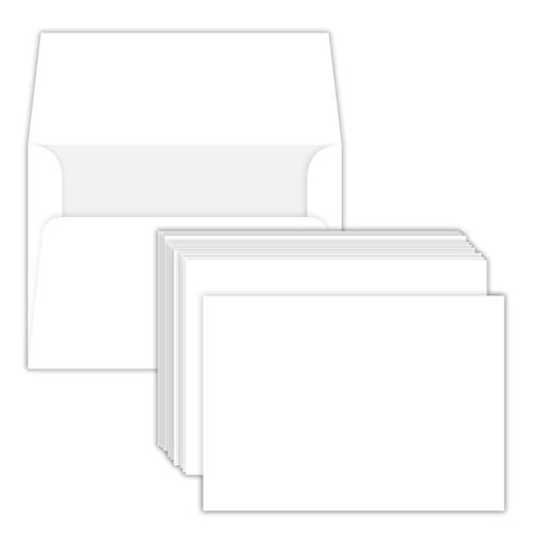 Heavyweight Blank White Note Cards and Envelopes | 4 1/4” X 5 1/2” Inches (A2) | 50 Cards and 50 Envelopes | Not a Fold Over Card