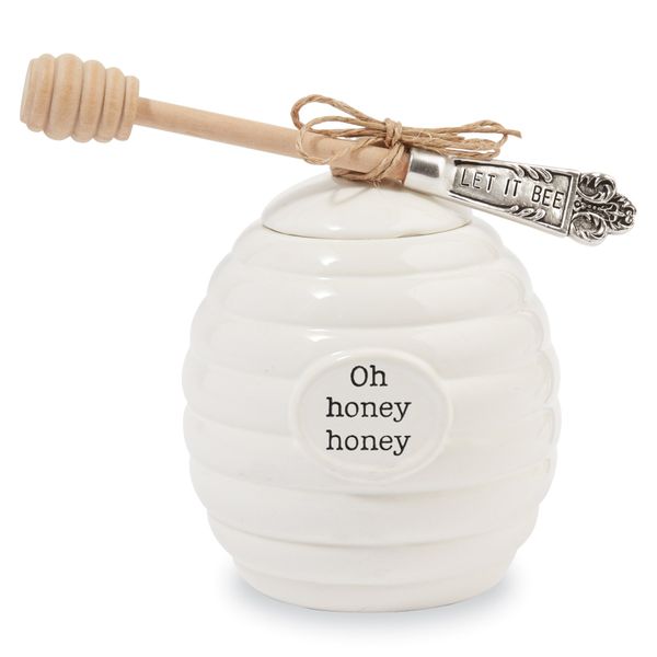 Mud Pie Honey Pot Serving Set, White