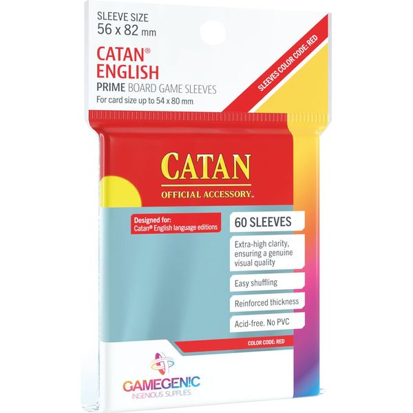 Gamegenic, Prime Catan-Sized Sleeves, Sleeve Colour Code: Red