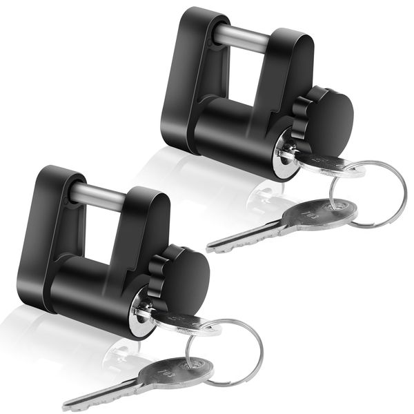 xuanxi star 2Pcs Trailer Hitch Locks, Tongue Coupler Lock with Cap, Dia 1/4 Inch, 3/4 Inch Span for Tow Boat RV Truck Car's Coupler