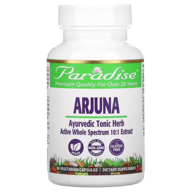 Paradise Herbs Arjuna 60 Veggie Caps Gluten-Free, Preservative-Free, Soy-Free,