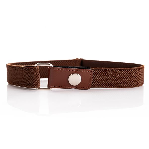 Olata Children’s Stretch Elasticated Adjustable Belt with Snap Fastening, 1-6 years. Brown