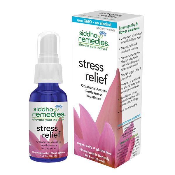 Siddha Remedies Stress Relief Homeopathic Oral Spray for Worry, Irritability & Restlessness | 100% Natural Homeopathic Medicine Remedy with Flower Essences for Relaxing & Calming The Mind