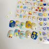 Dedyel New 5D Embossed Graffiti Nail Art Sticker Decal Cute Yellow Duck Hit Color Graffiti Colorful Flower Nail Art Embossing Sticker Hand Painted Graffiti Back Glue Nail Sticker for Nail Art DIY Design (2 Pcs)