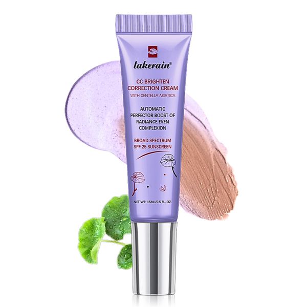 CC Cream Colour Correcting for Dull, CC Dull Correct with Centella Asiatica, Purple Colour Corrector, Purple Concealer, Purple Face Primer Makeup with SPF 25, Brighten Skin Tone, Even Complexion