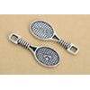 12 pcs Tennis Racket Charm Double Side Antique Silver Tone