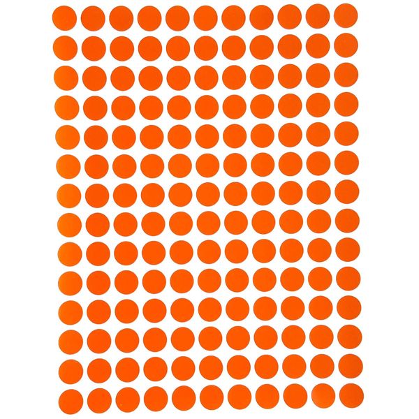 Orange Color-Coding Labels Round 10mm (1cm) Small Dot Stickers Sheets - 2100 Pack by Royal Green