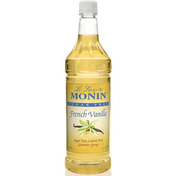 Monin - Sugar Free French Vanilla Syrup, Bold Vanilla Bean Flavor, Great for Coffee, Cocktails, & Lattes, Gluten-Free, Vegan, Non-GMO (1 Liter)