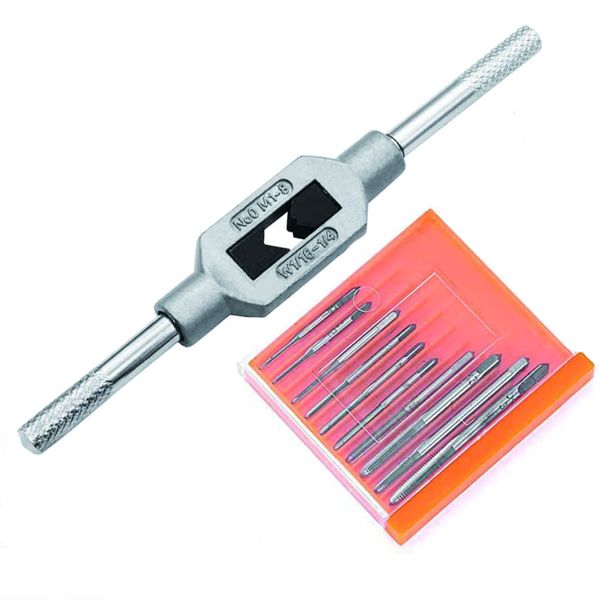 SeonFook 11 Pcs M1-m3.5 Tap Set with Tap Handle Tap Die Set Connecting Tap Handle Set Tap Drill Set Reverse Tap Set Tap Wrench for Hand Tapping Tapping Work Drilling, Thread Correction