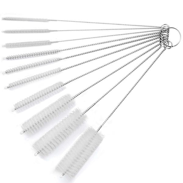 10 Inch Long Upgrade Straw Brush, Bottle Cleaning Brushes, Tube Cleaning Brushes Set Straw Cleaning Kit, 10 Different Diameters Metal Pipe Brush Cleaner, Set of 10pcs by Aorzov