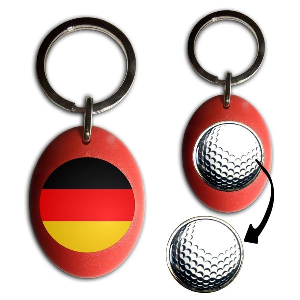 BadgeBeast.co.uk Germany Flag - Red Golf Ball Marker Key Ring
