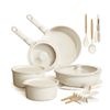 Ceramic Cookware Set 21pcs Non-Stick Induction Oven Safe Removable Handle