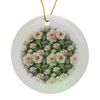 Circle Porcelain Ornament - Ivory Blush Floral On Green Leaves Pattern Patterns