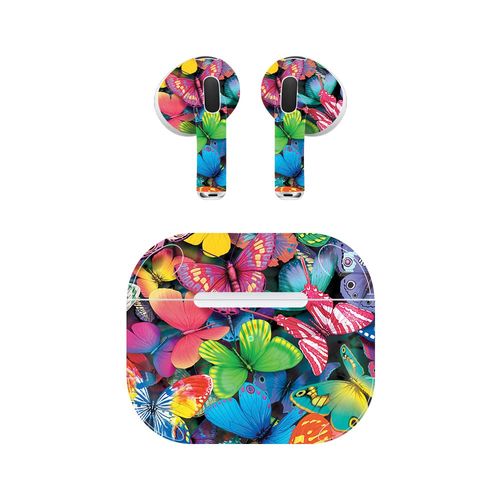 MightySkins Skin Compatible with Apple AirPods (3rd Generation) - Butterfly Party | Protective, Durable, and Unique Vinyl Decal wrap Cover | Easy to Apply, Remove, and Change Styles | Made in The USA