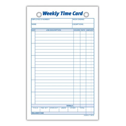 Adams Weekly Time Cards, 1-Sided, 4.25 x 6.75 Inches, White Index Bristol Paper, 100 Cards Per Pack (9616ABF)