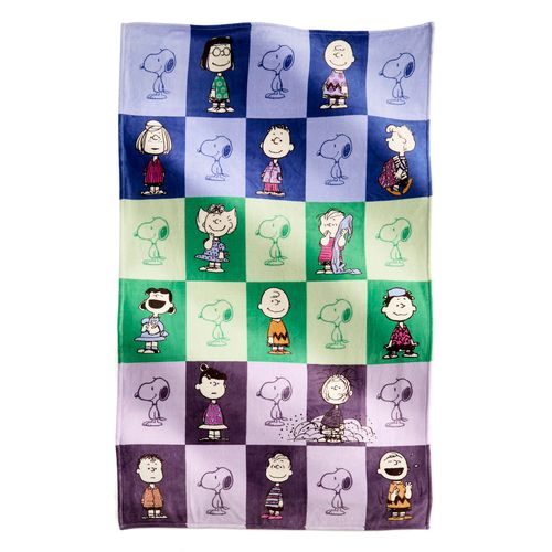 Vera Bradley Women's Peanuts Fleece Plush Throw Blanket, Peanuts Pals Check, One Size
