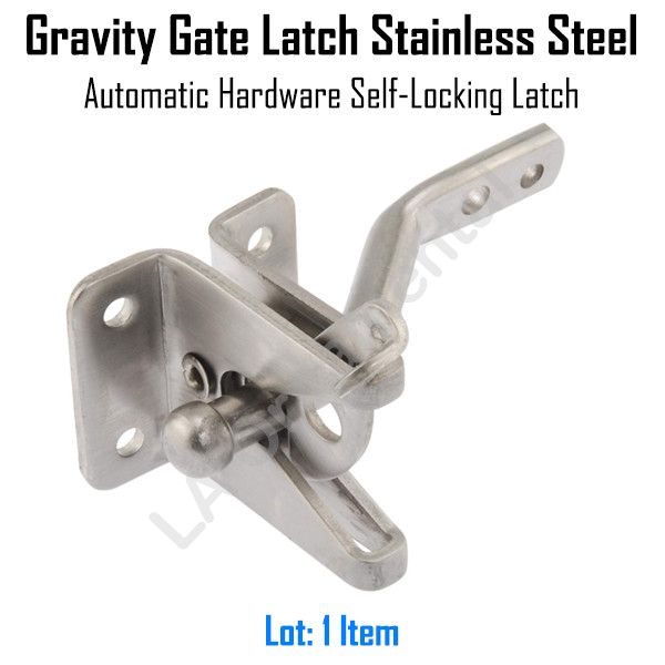 Gravity Gate Latch Stainless Steel Automatic Hardware Self-Locking Latch NO RUST