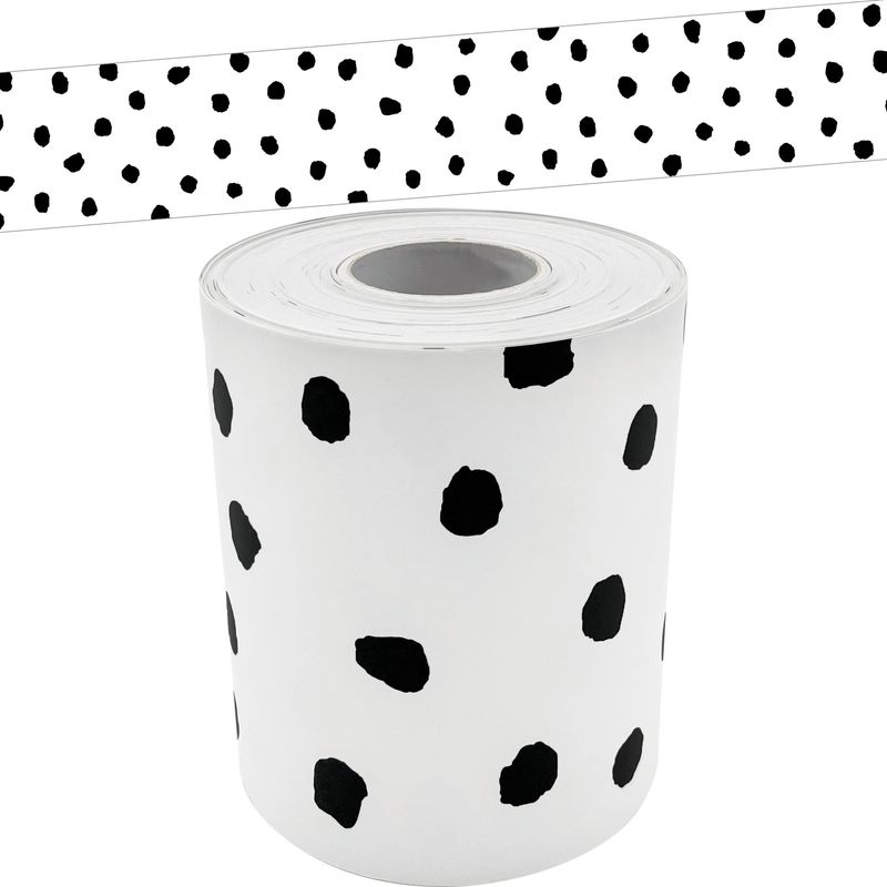 Teacher Created Resources Black Painted Dots on White Straight Rolled ...