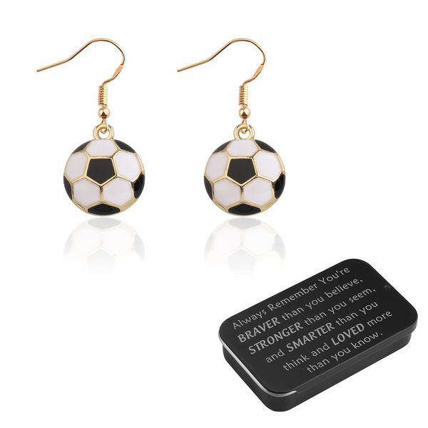 BNQL Soccer Dangle Earrings Soccer Gifts for Her Soccer Lover Gifts Soccer Ball Drop Earrings Soccer Jewelry Gifts for Girls Women Player Fans (rose gold)