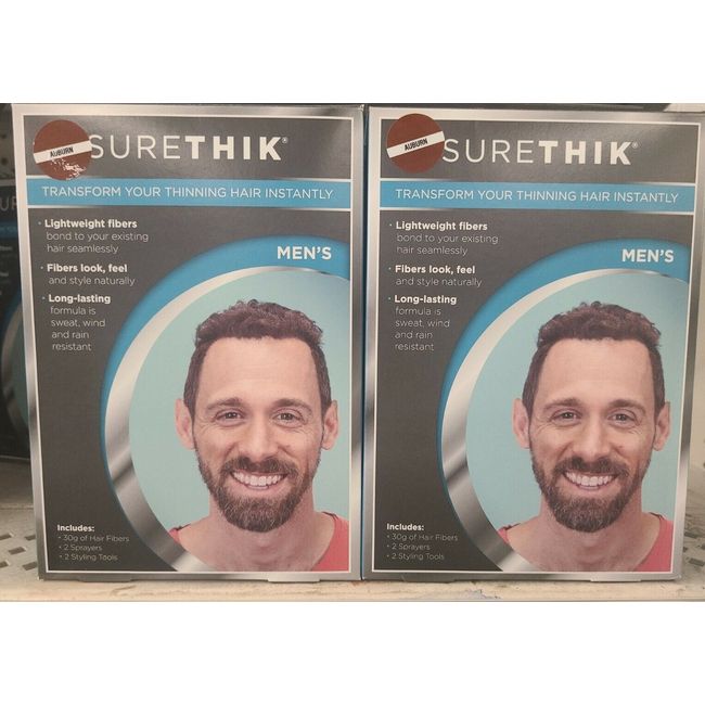 4X  SureThik Men's Hair Thickening Keratin Fibers Starter Kit 30g AUBURN