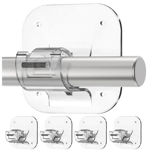 No Drill Curtain Rods for Windows – Renter Friendly, Self-Adhesive Curtain Rod Holder Easy Install, Adjustable Brackets, Supports Up to 20 Pounds, Perfect for Kitchen, Bedroom, and Bathroom