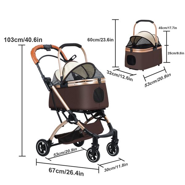 Foldable Lightweight Dog Carrier for Medium Large Pet, 2 in 1 Pet Stroller,yh