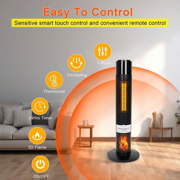 Space Heater w/ 3D Oscillating 1500W Electric Ceramic Tower Heater with Remote