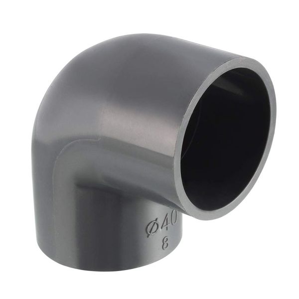 sourcing map PVC Pipe Fitting 40mm Slip Socket 90 Degree Elbow Coupling Connector Gray 2Pcs